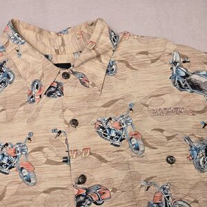 VTG Harley Davidson Made In USA Hawaiian Motorcycle Shirt Large Tori Richardson